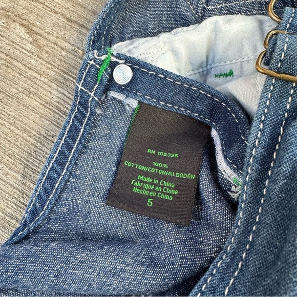 Kids John Deere Blue Denim Bibs Overalls Jeans Youth Small - Picture 5 of 8